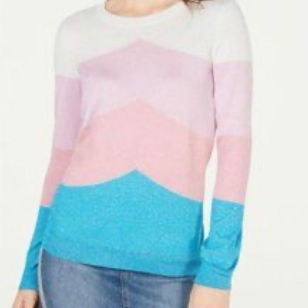 INC international concept sweeter long sleeves pink blue white stripes